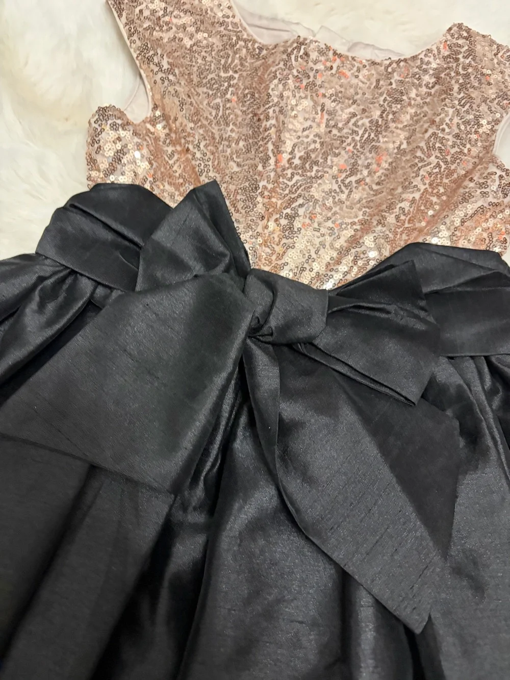 Pippa & Julie Gold Sequin Bodice with Black High-Low Skirt Dress